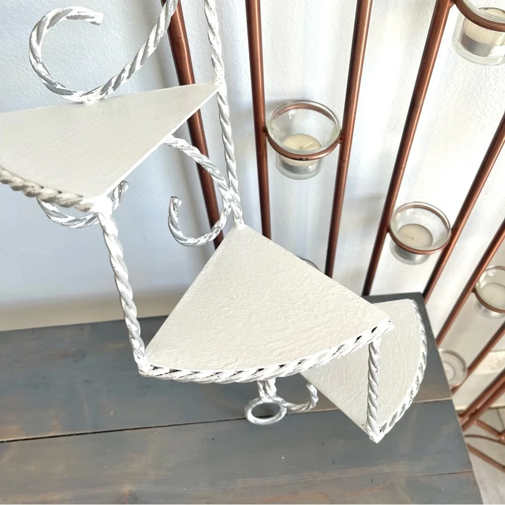 Eclectic Revival Distressed Hand Painted Upcycled Vintage Hanging Corner Shelf
